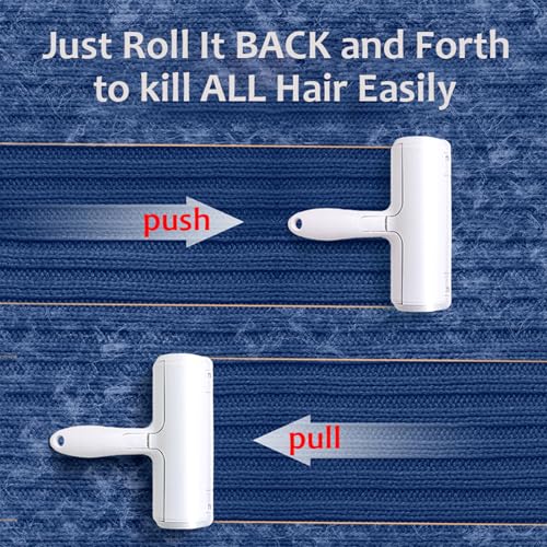 Image of Pet Hair Remover - Original Size Reusable Lint Roller for Cat & Dog Hair on Furniture, Couch, Carpet, Car, Rugs & Bedding - Portable, Eco-Friendly (White)