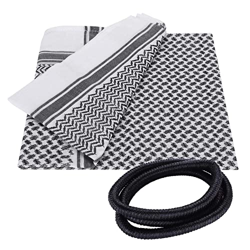 Image of PENINSULA LOVE Men Arab Shemagh keffiyeh Scarf Muslim Turban Middle East Desert Hijab Head Wrap Shemagh with Aqel Rope 54x54