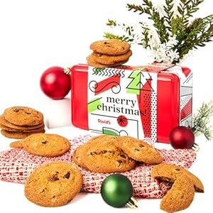 David’s Cookies Merry Christmas Thin And Crispy Cookies in Mini Sweet Sampler Tin – Delicious Gourmet Crunchy Cookies, Festive Food Gift For Friends, Family – Christmas Treats For Holiday Gatherings