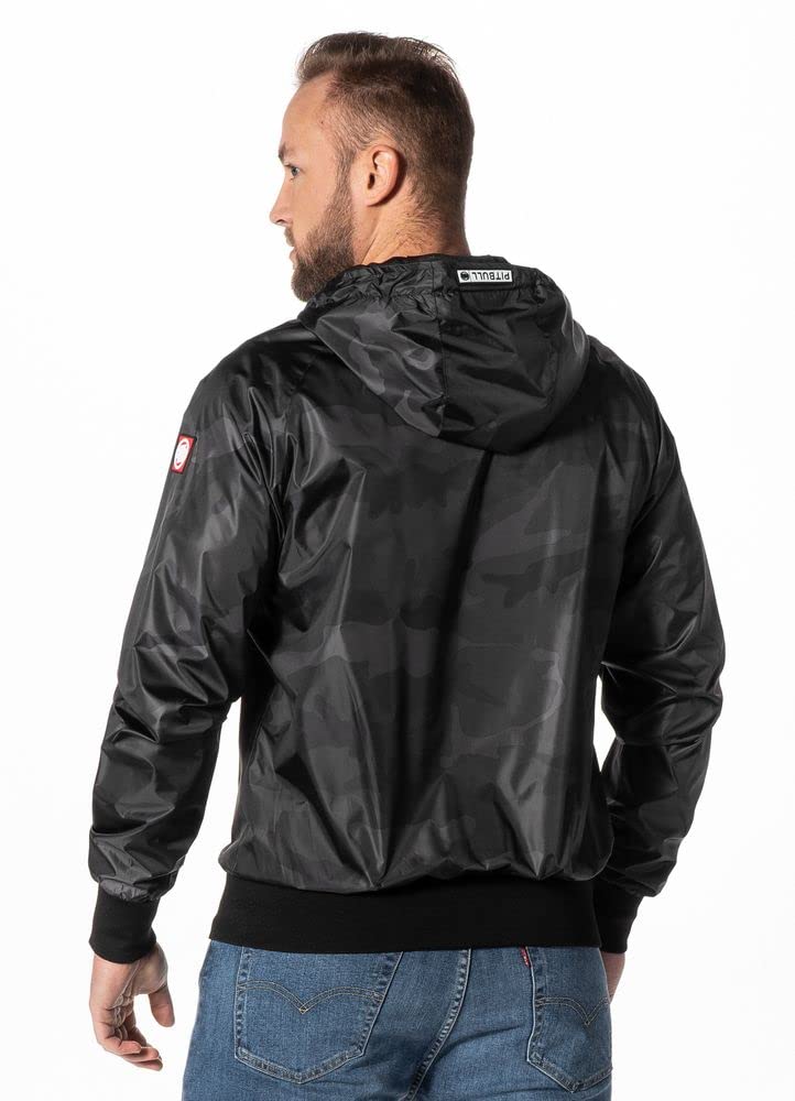 PITBULL - Chaqueta Cortavientos Hombre Deportiva con Capucha, West Coast, Chaqueta Ligera y Cremallera, Chaqueta Deportiva Transpirable para Exterior, Bolsillos con Cremallera