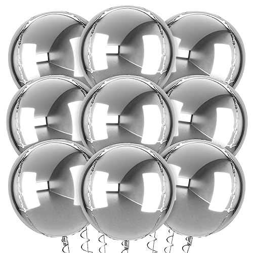 XXL Ballons Argentés, 9 pièces Ballon Argenté, Ballons géants de 22 pouces à Aluminium Argentés 4D, Ballon Helium Argenté pour Mariages, Anniversaires, Fêtes,...