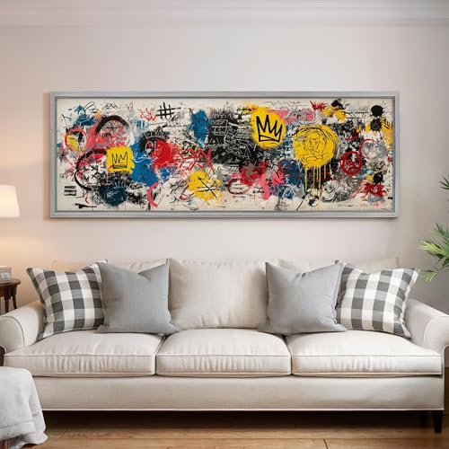 Peinture abstraite a la bombe graffiti xxl decoration murale panoramique sans cadre 65x195cm