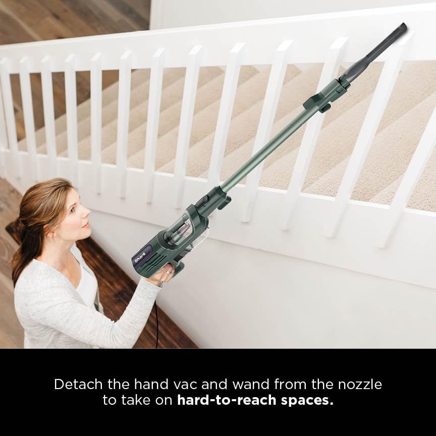 Image of Shark Detect Ultralight Corded Stick Vacuum with Direction Detect and Self-Cleaning Brushroll, Powerful Hair Pickup, Ultra-Lightweight, Crevice & Upholstery Tool Included, Evergreen, HZ752