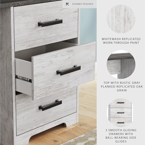 Signature Design by Ashley Shawburn Farmhouse 3-Drawer 54" Home Office Desk, White & Gray - Image 5