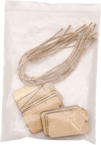 Miniatura 9 de VILLCASE 30 piezas de adornos colgantes de madera, decoración rectangular, rebanadas de madera, decoración rústica para el hogar, colgante colgante