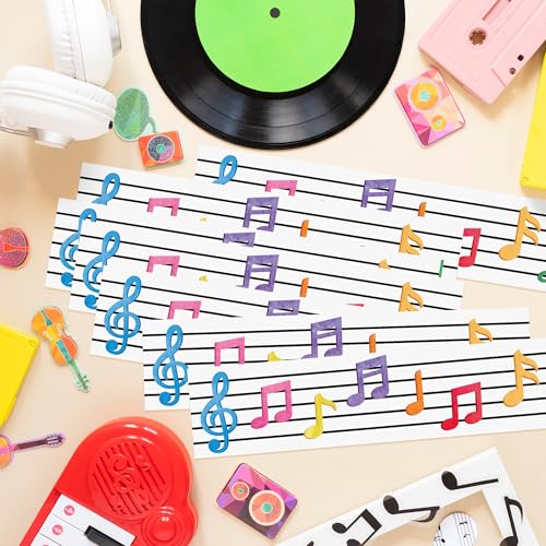 Image of BeYumi Musical Notes Border Trim - 65ft Back to School Musical Notes Straight Rolled Border Trim Pastel Watercolor Bulletin Board Borders Music Themed School Classroom Office Chalkboard Party Decor