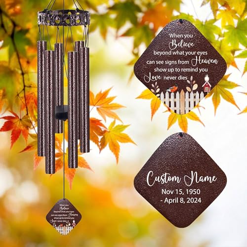 Image of ASTARIN Personalized Memorial Wind Chimes, Customized Wind Chime for Loss of Loved One /Mother /Father, Wind Chimes for Outside Garden Decoration, Sympathy Gifts for Women /Man