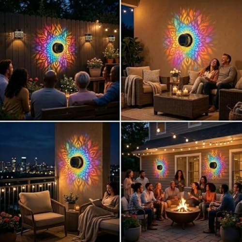 Lámpara solar exterior IP65 que proyecta mandalas multicolor automáticos para patios 5
