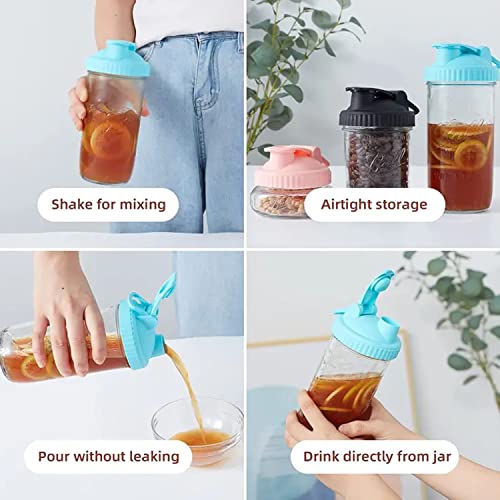 2 Pack Small/Regular Mouth Canning Lids With Flip-Top Seals For Mason Jars - Reusable, Leak-Proof And Ideal For Pouring Milk, Coffee, Lemonade And More (Jars Not Included) - Pink #TOP5