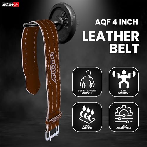 Image of Aprodo Gym Belt for Men and Women Workout with Secure Double Prong Buckle | 8.6mm Thick Suede Leather Professional Belt For Heavy Weight-Lifting, Powerlifting, Bodybuilding, Squatting and Strength Training (Brown, L)