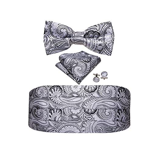 Corbata de seda floral para hombre con pañuelo y gemelos