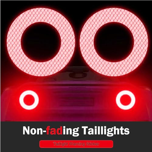 Image of Car Reflective Safety Stickers for Cars & Bikes, Side Fender Bumper, Night Visibility Warning Tape Waterproof High Intensity Reflector Decal Universal Fit (Set of 2, Red)