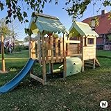 Wickey My First Playground 2 Kleinkind Spielturm, Klettergerüst, Garten Spielgerät für Kinder aus impregniertem Massivholz mit grüner Rutsche und grüner Plane - 6