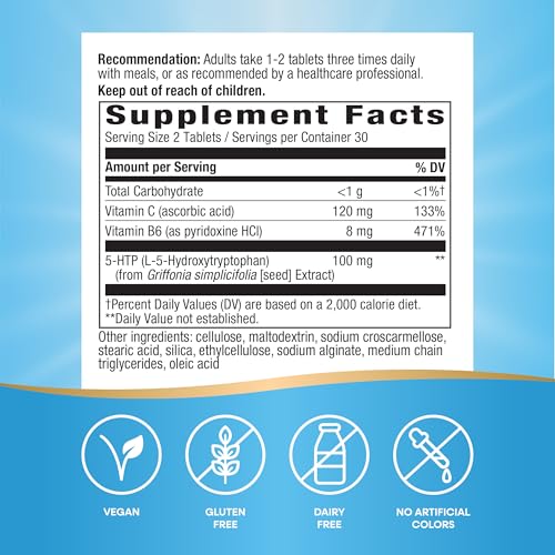 Nature's Way 5-HTP, L-5-Hydroxytryptophan with Vitamin B6 & C, 60 ct - image 5