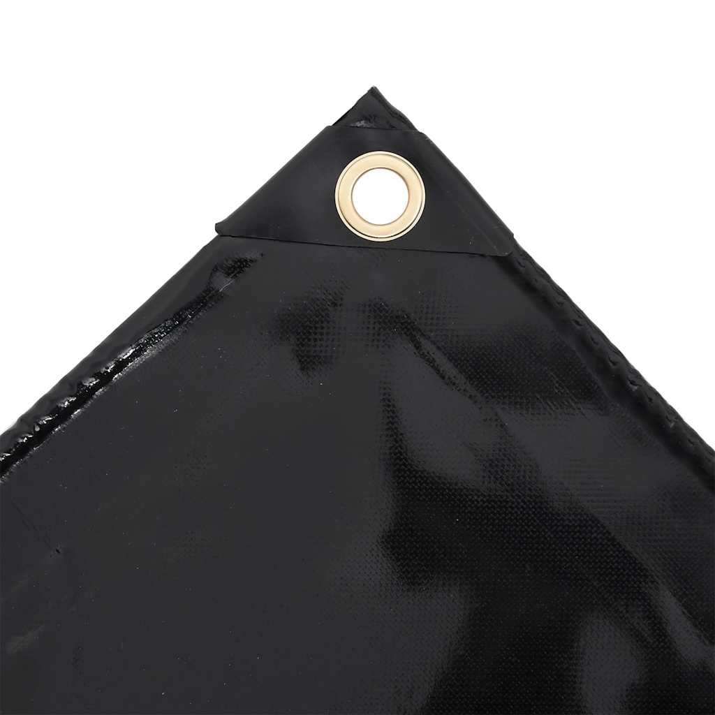 Mangloder Telone 650 g/m², 6 x 8 m, nero, con rivestimento in PVC, impermeabile e antistrappo, resistente ai raggi UV, con occhielli in metallo, per giardino, rimorchio, cantiere, protezione per