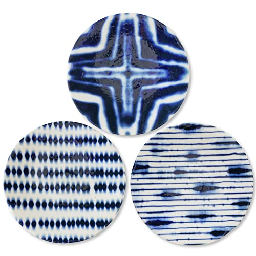 Mino Ware Japón - Juego de platos de cerámica para almuerzo, 3, 16,5 cm, juego de vajilla para servir, pasteles, postres, aperitivos, pequeños platos de cena para la cocina, diseño moderno japonés Cover