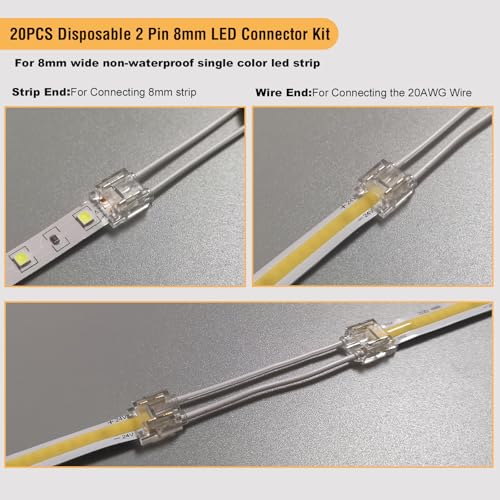 Kit de Tira Led Cob Blanca Cálida Regulable 12V con Control miniatura 7