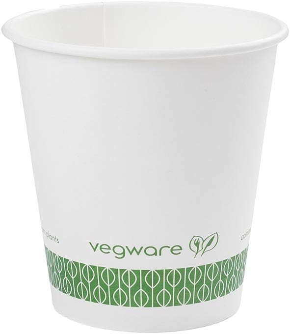 Vegware White Paper Coffee Cups, Disposable Coffee Cups, 10 oz, 1000 Count