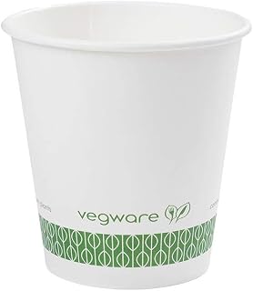 Vegware White Paper Coffee Cups, Disposable Coffee Cups, 10 oz, 1000 Count