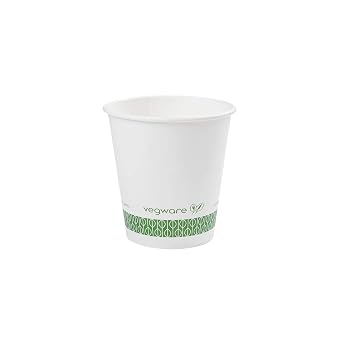 Vegware Compostable المتاح 10 أوقية أكواب القهوة، حالة من 1000، أبيض جدار واحد كأس ورقة ساخنة، مبطنة، مجلس مستدام مع بطانة PLA النباتية القائمة، اختيار سلسلة 89 الأغطية