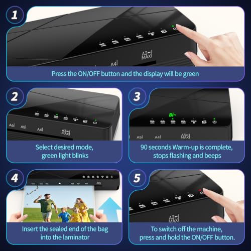 Image of Crenova Laminator 13 inch with Touchscreen 3-6mil Quick Warm Up Auto Off | Hot and Cold Laminator with ABS Jam Free, Laminator for Home Office School, Black