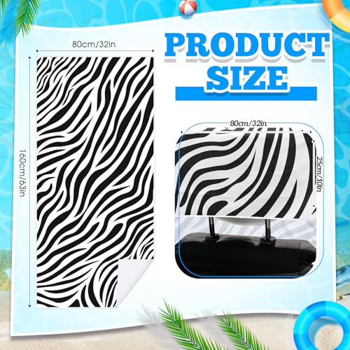 Image of Hahafelt 2 Pack Car Seat Towel Covers with Storage Bag, 63 x 32 Inch Universal Non Slip Waterproof Sweat Protector for Car Truck, Gym Swimming Running, Machine Washable (Zebra)