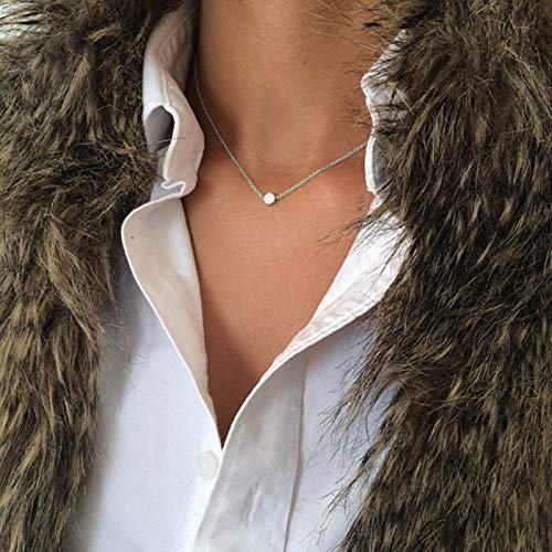 TseenYi - Collar de gargantilla minimalista de plata con lunar pequeño, estilo bohemio, joyería de moda para mujer y niña (plateado)