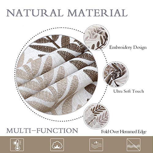 ColorBird Embroidery Leaf Tablecloth Heavy Weight Cotton Linen Fabric Dust-Proof Table Cover for Kitchen Dinning Tabletop Decoration (Rectangle/Oblong, 52 x 70 Inch, Linen) by ColorBird - Image 3