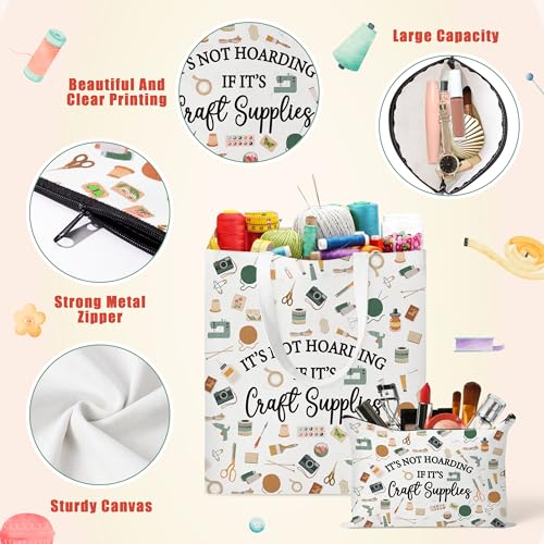 Image of Y1tvei Canvas Bags Gifts, Tote Bag with Makeup Pouch, Birthday Party Favors