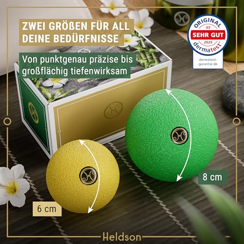HELDSON® Premium Faszienball klein 2er Set [6cm & 8cm] - Faszien Ball hart - Faszienball für Füße - Massage Ball um Verspannungen in Nacken, Schulter zu lösen - Faszienkugel - Massageball Rücken 4