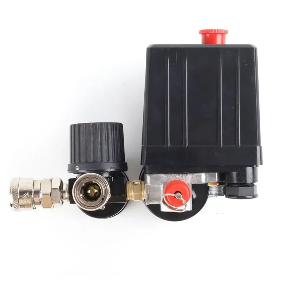 Interruptor de Control de presión de bomba de compresor de aire, regulador de alivio del colector de 4 puertos, 220V/380V, válvula de Control de 30-120PSI con manómetro(B-380V)