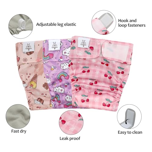 Image of CuteBone Washable Dog Diapers Female No Tail Hole 3 Pack Reusable Doggie Period Training Pants for Docked-Tail Frenchie French Bulldog Boston Terrier Without Tail WWD29XS
