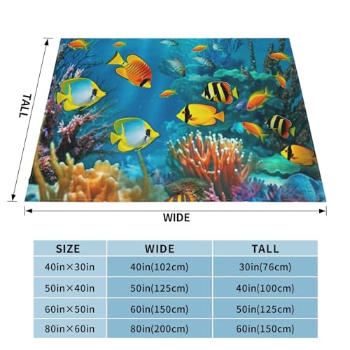 Couverture polaire de qualité supérieure OUSIKA en microfibre durable motif océan 152x127cm