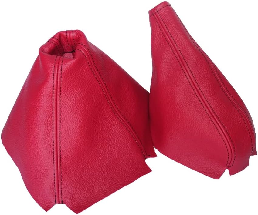Ltd Compatible with Shift Boot & E Brake Boot for Honda CRX Del Sol 1992-1998 Red Leather Black Stitching