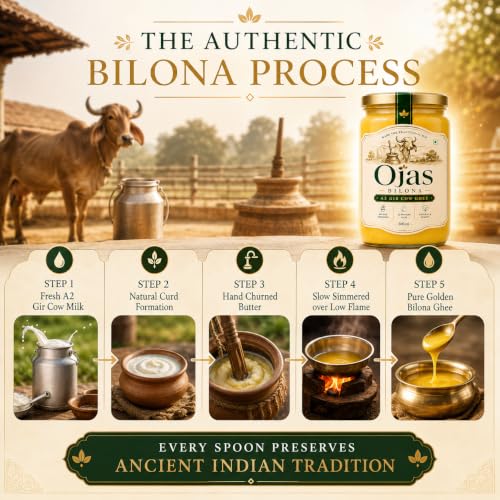 Image of OJAS BILONA A2 Gir Cow Ghee, Bilona Churned, 500 ml