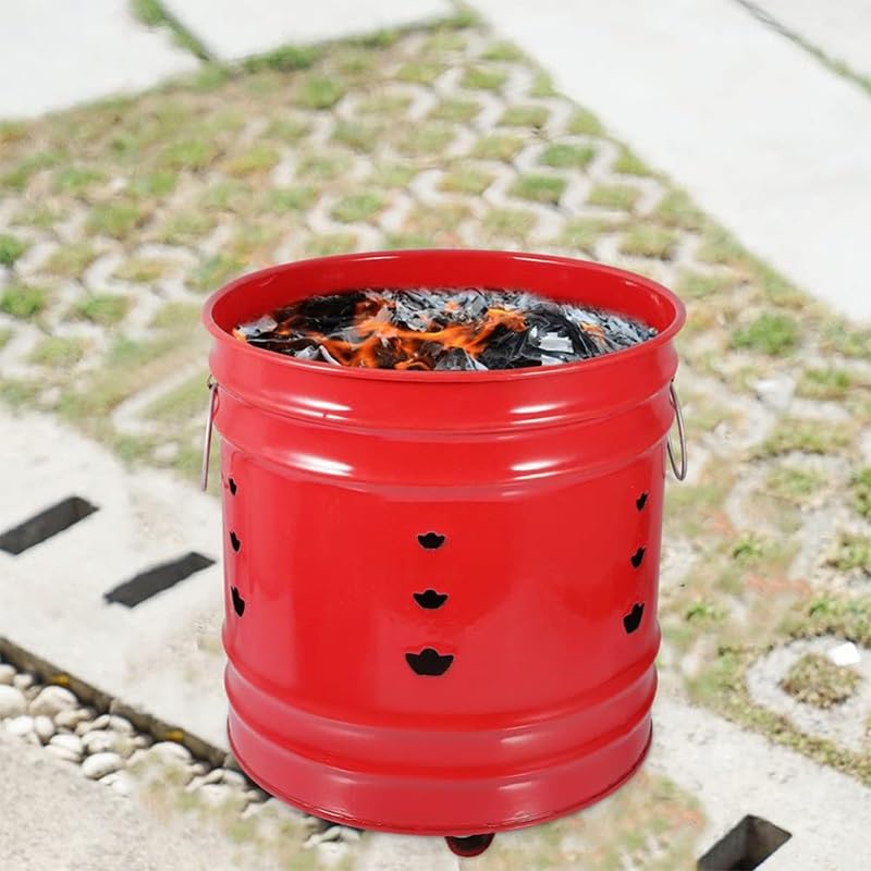 Contenedores para Quemar Basura, barriles para Quemar para Exteriores, incinerador de Metal de Acero Inoxidable, contenedor para Quemar en Horno de jardín, Viene con Tapa y Gancho para Fuego