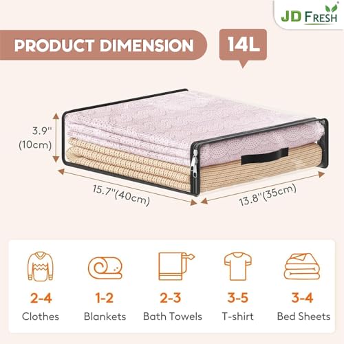 Image of JD FRESH 2 Piece 14L PVC Transparent Storage Bag with Zipper /Foldable Clothes Organiser for Wardrobe /Garments Organizer /Space Saving Storage Box for Sarees /Lehengas /Towels /Toys - 14 x 4 x 16 Inch