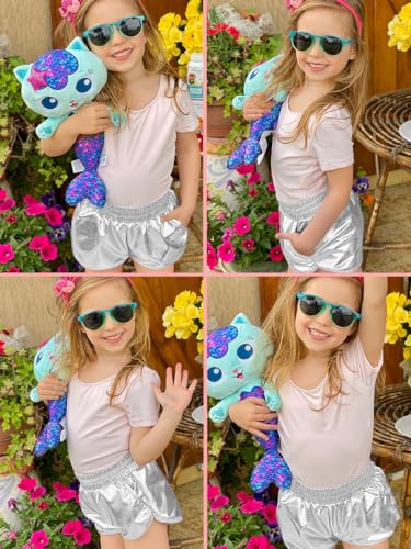 YgneeDom Girls Metallic Shorts Shiny Dance Hot Pants Sparkly Athletic Shorts 80s Outfits Pants for Kids2