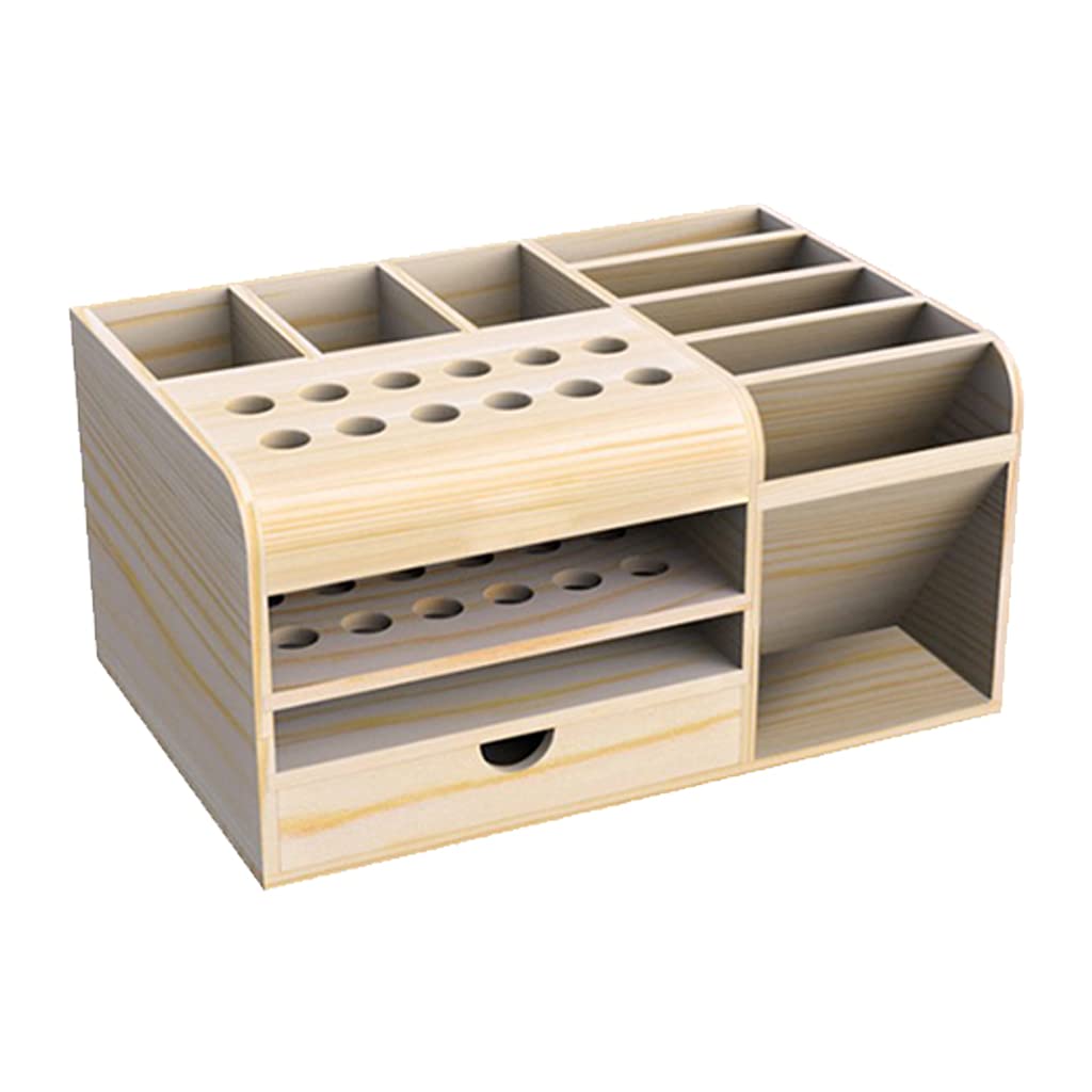 Tsophreniq Artist Storage Supply Multi Compartments Desktop Stationary For Pastels Pencils Pens Markers Brushes Tools Desktop Storage Box With Compartments Drawers Wood