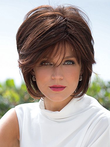 Reese Average Cap Color Irish Spice Rooted - Noriko Wigs Women's Tousled Bob Synthetic Short Choppy Layers Side Fringe Open Weft Bundle with Wig Comb, MaxWigs Hairloss Booklet
