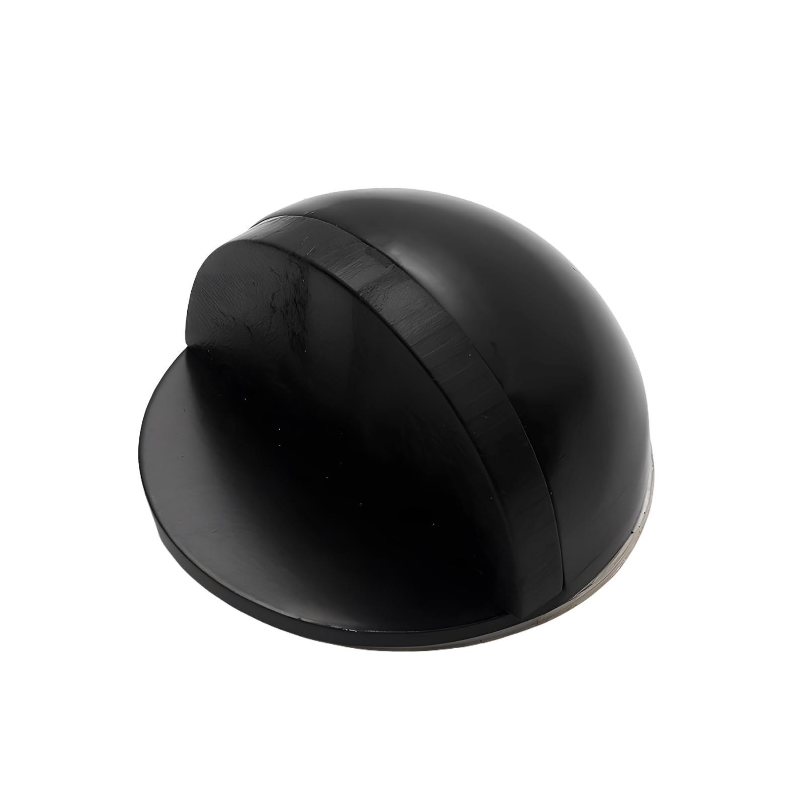 KTHZI 1Pcs Self-Adhesive Door Stoppers for Floor - Stainless Steel Half Moon Door Stop with Adhesive Pads, Oval Wall Protector for Hard Floor, Glass, Home and Office Use (Black)