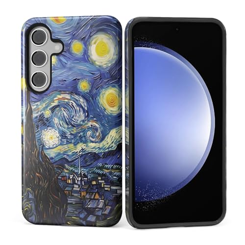Kapadiy Case for Samsung Galaxy S25 Case,Starry Night Moon Design - Hybrid Dual Protection Silicone + Hard PC Shockproof Full Body Cover Protective Case for Men Women