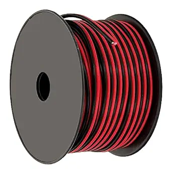 SCSK8 12V MAX CCA Wire Color in Red/Black | 2-Wire Bundle for Low Voltage Applications (6-80V), CCA Material, Flexible PVC Coating (18Ga, 200ft, 15 Strands per Conductor)