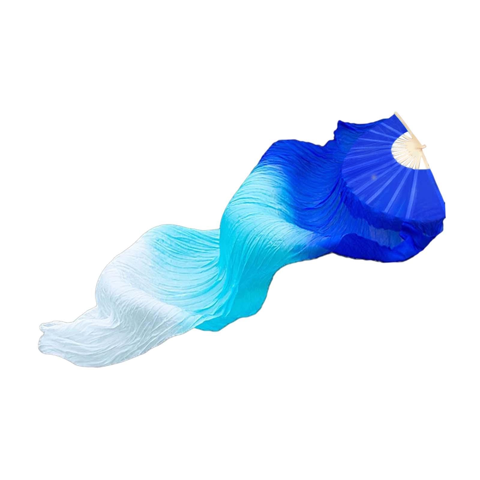 MERISHOPP Belly Dance Faux Silk Veil Fan Props Wedding Shows Handmade for Dancer Women Right Hand Blue-image-21