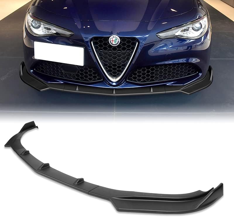EPARTS 3 Pieces Style Front Bumper Lip Spoiler Splitter Chin Side Body Kit Trim Protection Compatible with 2017-2021 Alfa Romeo Giulia (Unpainted Black)