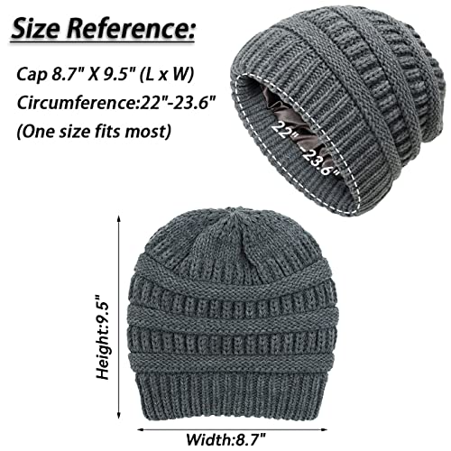 CICITOYWO Gorro de inverno para mulheres, chapéu de proteção de cabelo gorro macio de malha de cetim