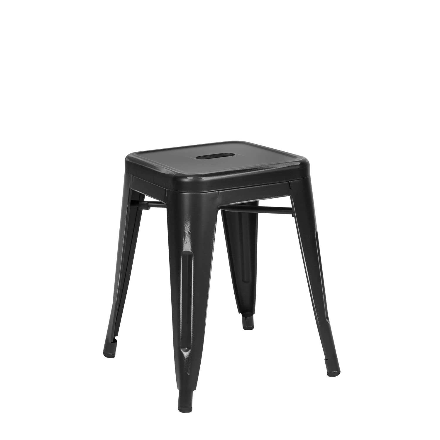 Vaukura Taburete Bajo Oliix - Taburete Industrial Metálico Vintage (Negro)