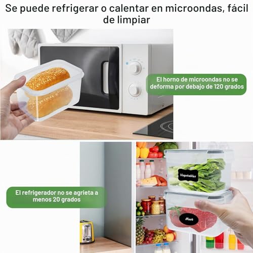 Miniatura 7 de Baozun Botes Cocina Almacenaje 8 Piezas, Recipientes Para Alimentos De Plástico De Alimentos Sellados Con Tapa, Se Utiliza Para Almacenar Cereales, Pasta, Arroz, Harina 2.8l 2l 1.4l 0.8l