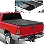 FRP Hard Solid Tri-Fold Adjustable Truck Tonneau Cover Compatible with Chevy Silverado/GMC Sierra 1500 2500HD 3500HD 6.5Ft Fleetside Bed 07-14, Black Powdercoated