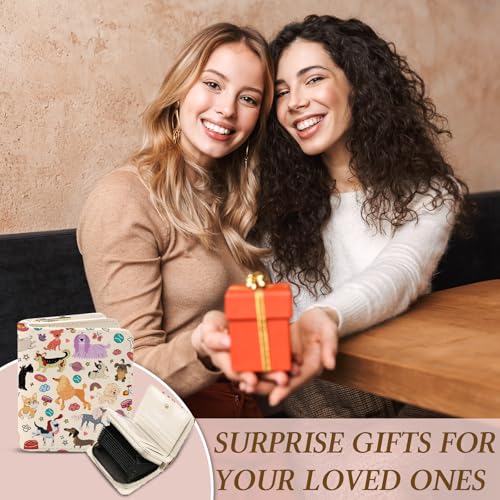 Image of Cute Dog Wallet for Women, PU Leather Accordion Wallet, Zipper Coin Purse | Women's Cute Dog Accordion Wallet, Credit Card Holder with 1 ID Window 14 Card Slots, Gift for Wife Daughter Ladies